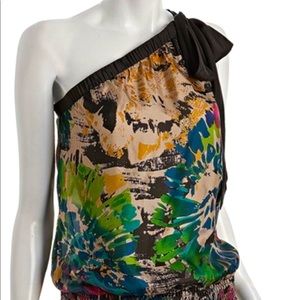 Matty M 100% Silk one shoulder top